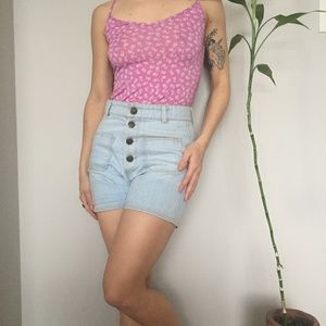 Pink Ditzy Floral Cami Tank Vintage S/XS